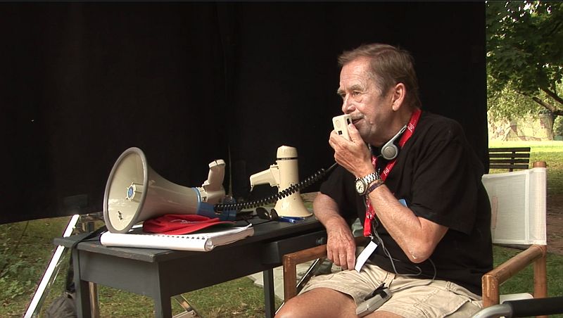 Václav Havel při natáčení
